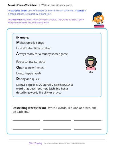 Write an Acrostic Name Poem