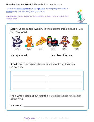 Plan and Write an Acrostic Poem