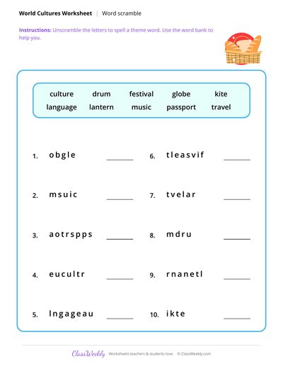 Word Scramble - Diversity & World Cultures