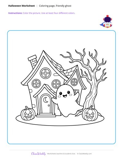 Friendly Ghost Coloring Page - Halloween