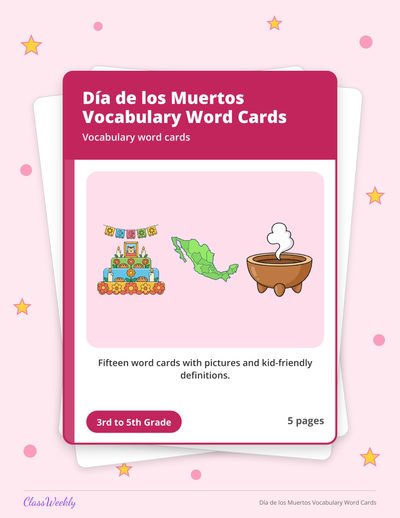 Día de los Muertos Vocabulary Word Cards