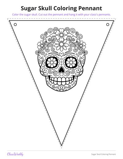 Sugar Skull Coloring Pennant (Grades 3-5)