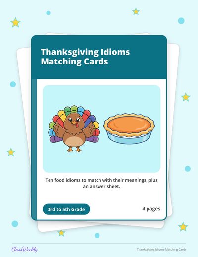 Thanksgiving Idioms Matching Cards