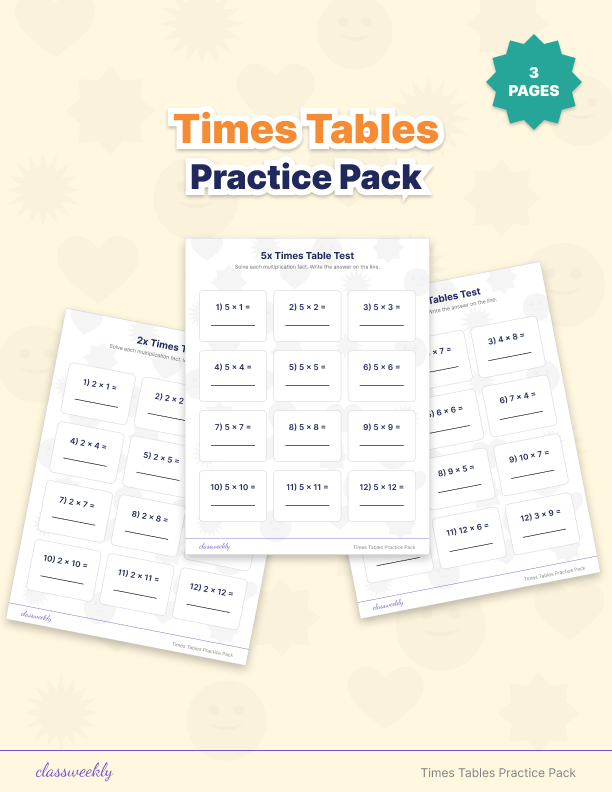 Times Tables Practice Pack