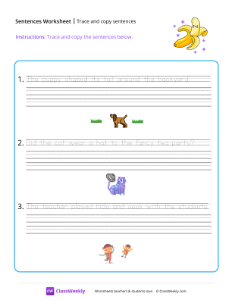 Trace and copy sentences Worksheets for 1st Grade | Free Printable PDFs ...