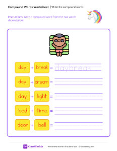 Write the compound words - Unicorn