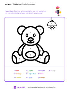 Color by Number (Teddy Bear) Worksheets | Pre-K Numbers & Counting ...