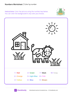 Color by Number (Cow) - Frog Life - Free Printable Kindergarten Math ...