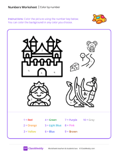 Color by Number (Dragon) - Airplane - Free Pre-K Math Worksheet ...