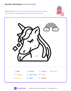 Color by Number (Unicorn) - Smart Phone - Free Pre-K Math Worksheet ...