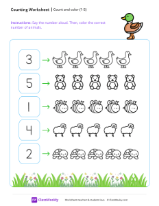 Counting and coloring (1-5) - Duck - Free Pre-K Math Worksheet ...