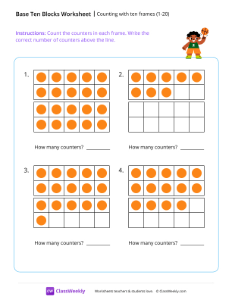 Counting with ten frames (1-20) Worksheets | Pre-K Numbers & Counting ...