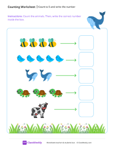 Count to 5 and write the number - Whale | Pre-K Math | ClassWeekly