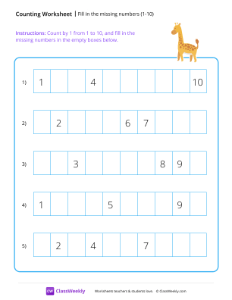 Fill in the missing numbers (1-10) Worksheets | Pre-K Numbers ...