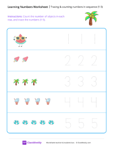 Tracing & counting numbers in sequence (1-5) - Palm Tree | Pre-K Math ...