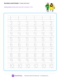 Read and trace the numbers (1-10) Worksheets | Pre-K Writing Numbers ...