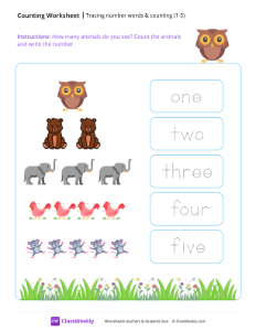 Tracing numbers & counting (1-5) Worksheets | Pre-K Writing Numbers ...